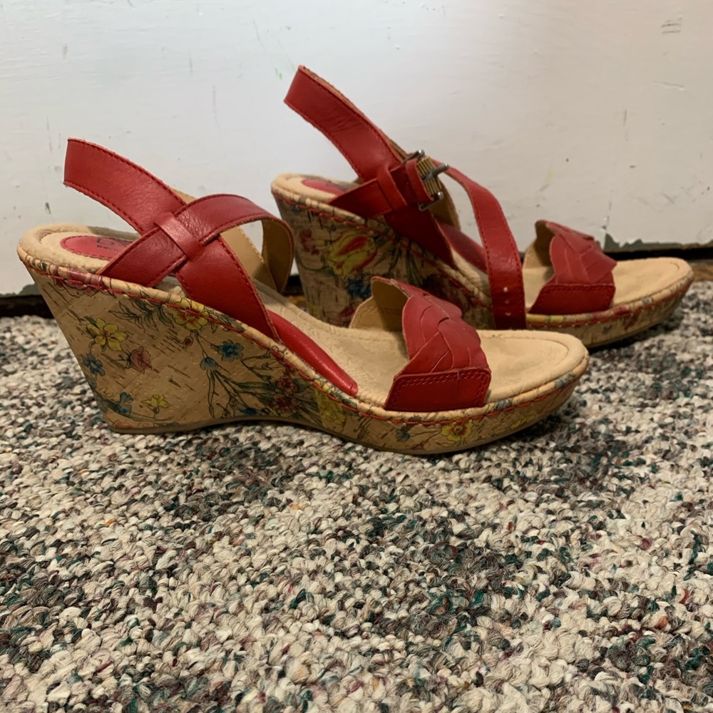 BOC Size 9 Red Cork Wedge Heel worn once! 2 inch